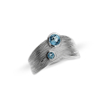 Ring Crease Silver Swiss Blue Topaz 5 and 3 mm round fac