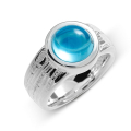 Ring Strandcores silver topaz Swiss Blue 10 mm round cab