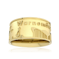 Ring City of Warnemünde silver gold plated 10 mm wide