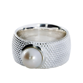 Ring Dots No1 silver pearl 7mm