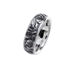 Ring si Leaves 7 mmm oxidised