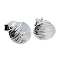 Ohrstecker Crease Silber rund 9 mm