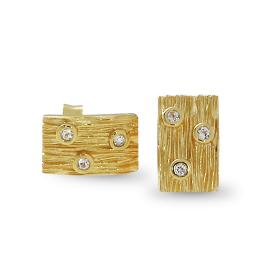 Ohrstecker Crease Silber Gold-plattiert weißer Topas fac