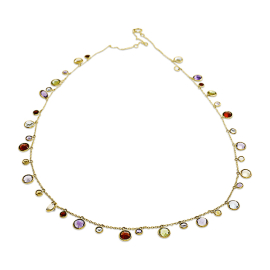 Collier 585 Gelbgold Edelsteinmix
