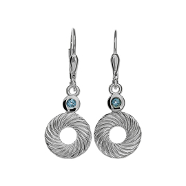 Ohrring Silber Waves Topas swiss 3 mm rund fac