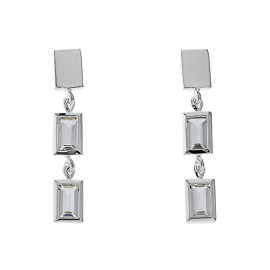 Ohrhänger Crease Miro Silber hell white topas