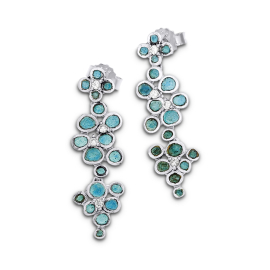 Ohrringe Silber grün-blau Patina
