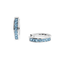 Creole Crease Silber 15 mm rund Swiss blueTopas