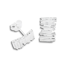 Ohrstecker Crease Wood Silber 8.5 x13 mm