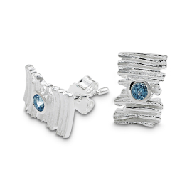 Ohrstecker Crease Wood Silber 8.5 x13 mm swiss blue Topas