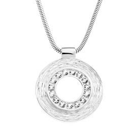 Anhänger Crease Silber 19 mm rund weißer Topas