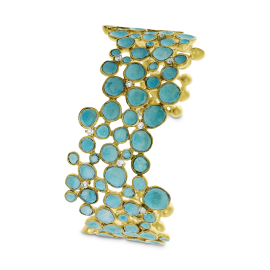 Armspange Silber grün-blau Patina Gold-platiniert