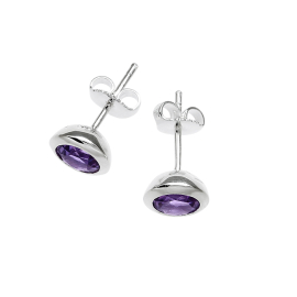 Ohrstecker Silber Amethyst 6 mm rund fac