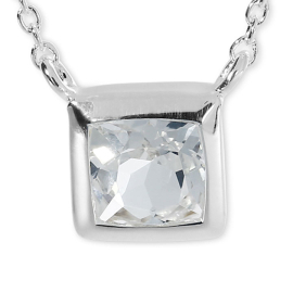 Pendant silver white topaz 6x6 fac