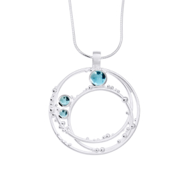 Anhänger Silber Dots swiss blue Topas 3,4, 6 mm cab