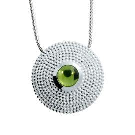 Pendant silver dots peridot 7 mm cab