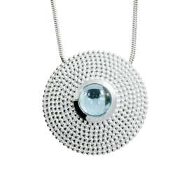 Pendant silver dots blue topaz 7 mm cab