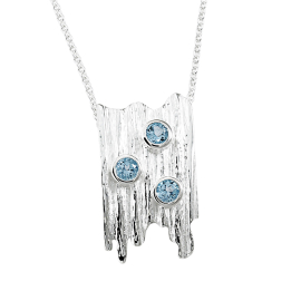 Anhänger Crease Wood Silber swiss blue Topas