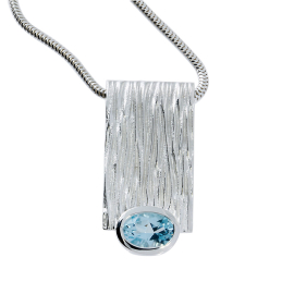 Pendant crease silver blue topaz fac