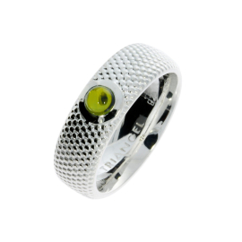 Ring Dots No2 silver peridot 4 mm cab
