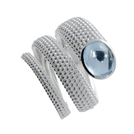 Ring Dots open blue topaz 9 x7 oval cab