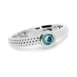 Ring Dots Silber 3mm blauer Topas 4 mm rund cab