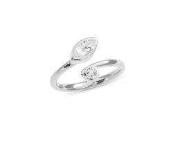 Ring silver white topaz 8x4 nav / 3mm round fac