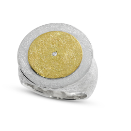 Ring silver with fine gold