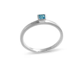 Ring silver swiss blue topaz 3,5 x 3.5 mm fac