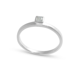 Ring silver white topaz 3,5 x 3.5 mm fac