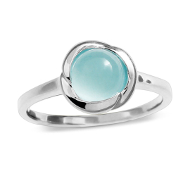 Ring silver aquamarine 7 mm round cab