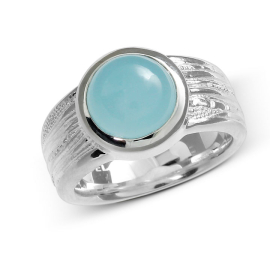 Ring Strandcores Silver Aquamarine 10 mm round cab