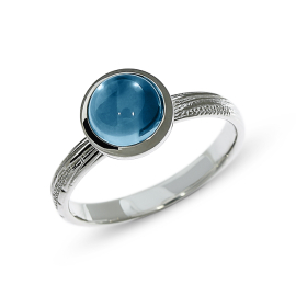 Ring Silber Strandcores Topas swiss 7 mm rund cab