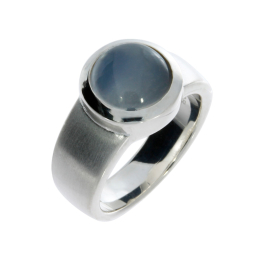 Ring silver moonstone round 10 mm