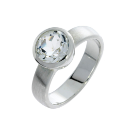 Ring si weißer Topas 8 mm rund fac