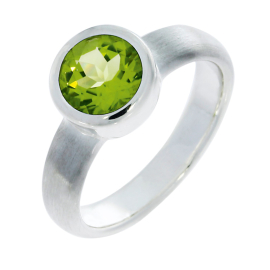 Ring si Peridot 7 mm rund