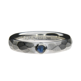 Ring Silber Hammerschlag 3mm Mondstein 3mm cab