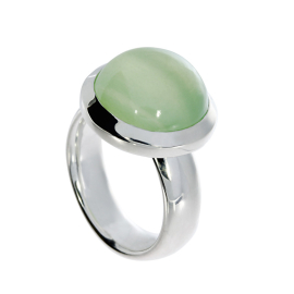 Ring si Prehnite 14 mm round cab