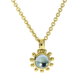 Anhänger 585 Gelbgold swiss blue topas 4 mm cab
