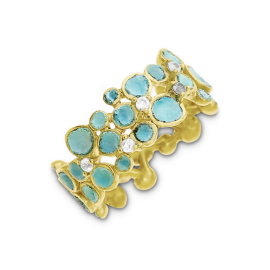 Ring Silber grün-blau Patina Gold-platiniert