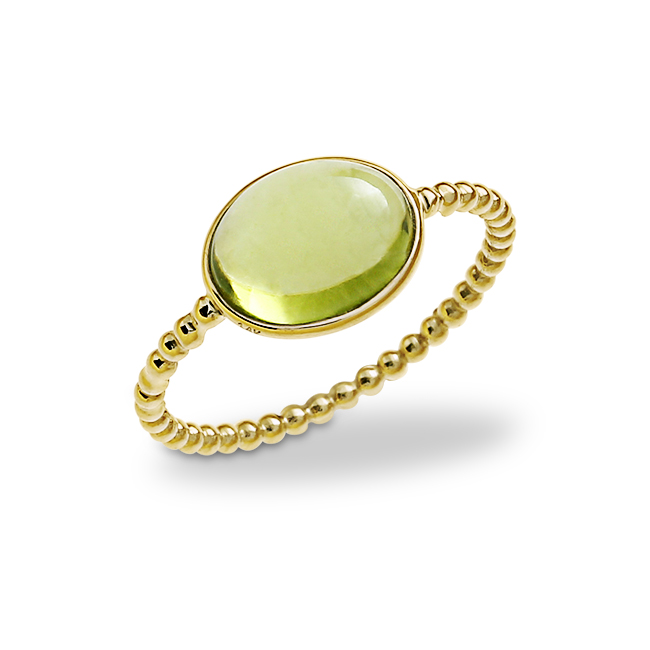 Ring 585 Gelbgold peridot 10 X 8 oval cabochon 