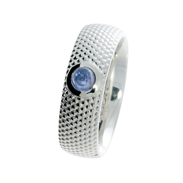 Ring si Dots No2 silver tanzanite 4mm cab Ring size 52