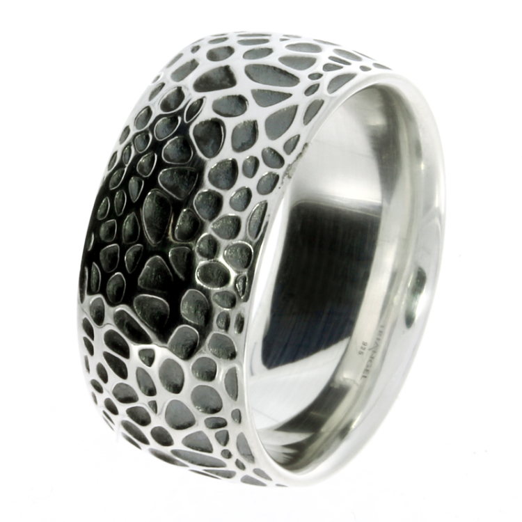 Ring Voronoi Silber oxydiert, 10 mm