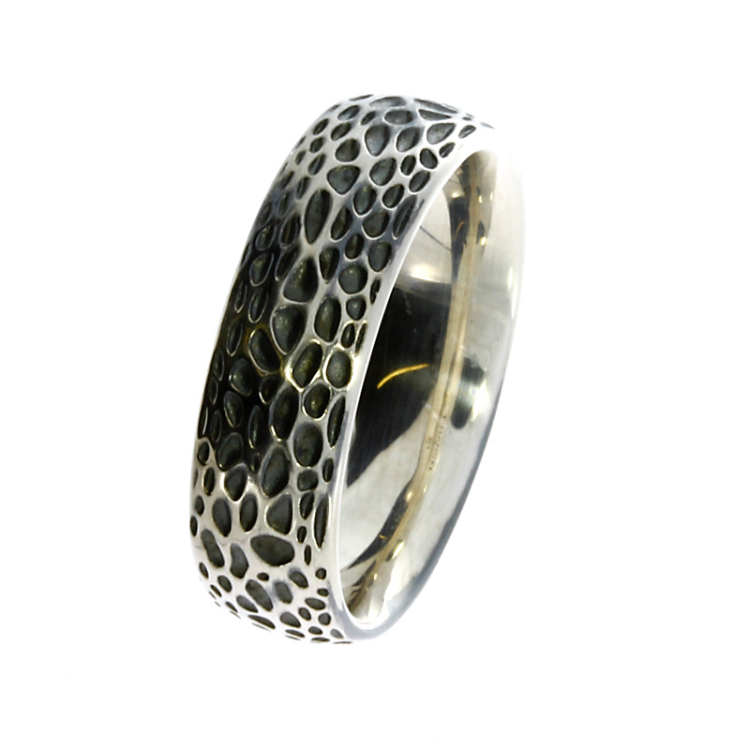 Ring Voronoi 7 mm silver oxide Ring size 56