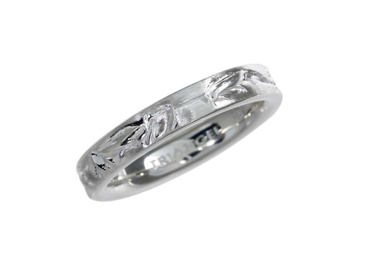 Ring silver light Leaves 4 mmm  