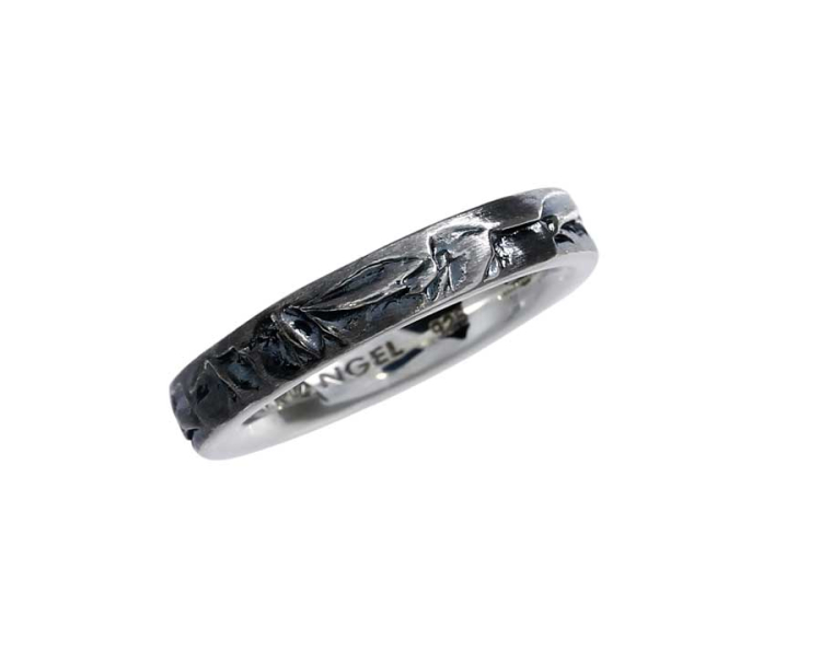 Ring silver oxidised Leaves 4 mmm  