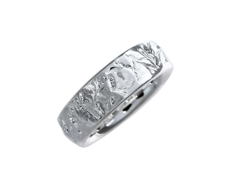 Ring Leaves Silber hell, 7 mm