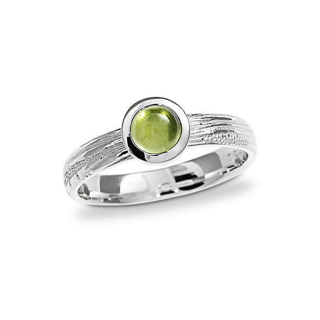 Ring Silber Strandcores Peridot 3 mm rund cab