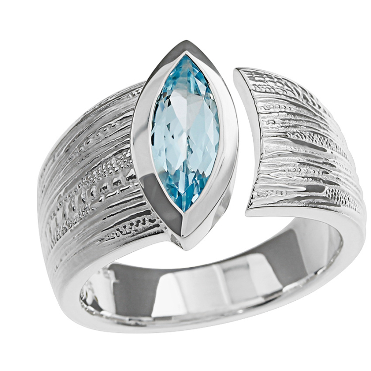 Ring Silber Strandcores blauer Topas 13 x 5 nav