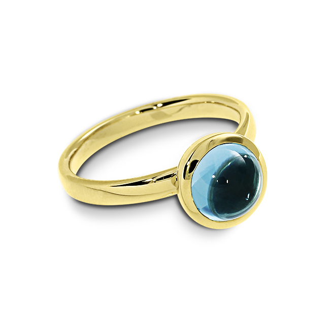 Ring Gold 585 Swiss blue Topas 8 mm cab